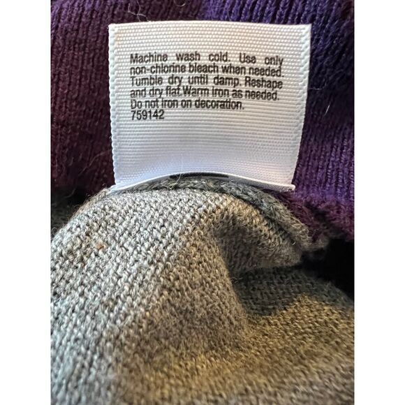 A.N.A. Purple Lightweight Striped Purple Gray Sequins Sweater Large - Picture 13 of 14